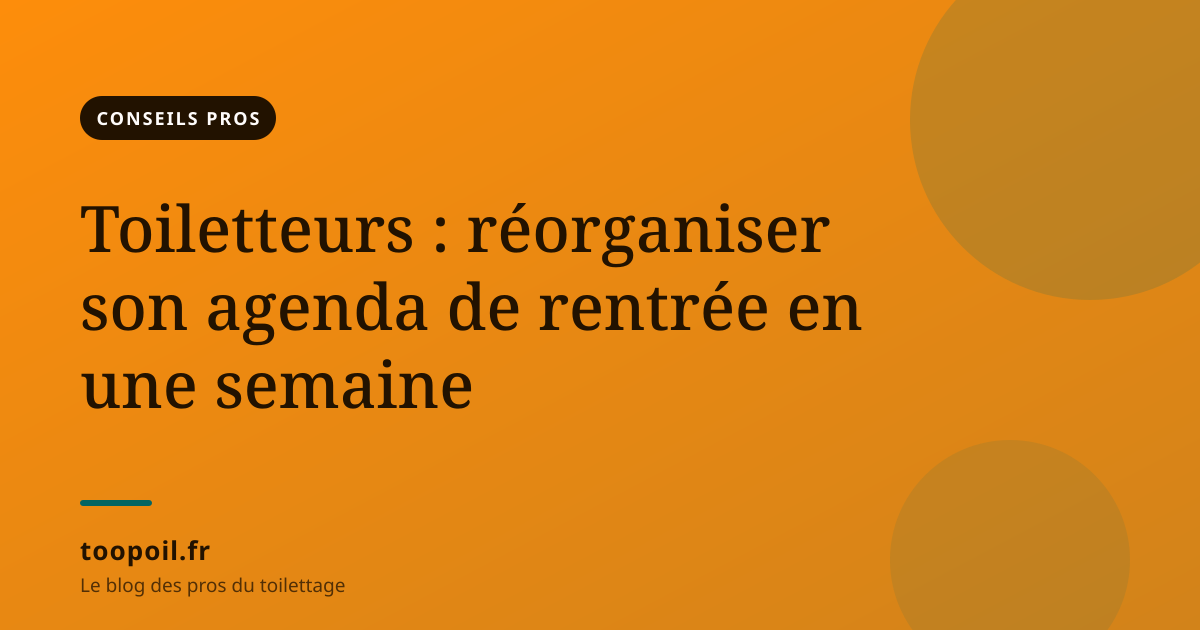 Toiletteurs : réorganiser son agenda de rentrée en une semaine